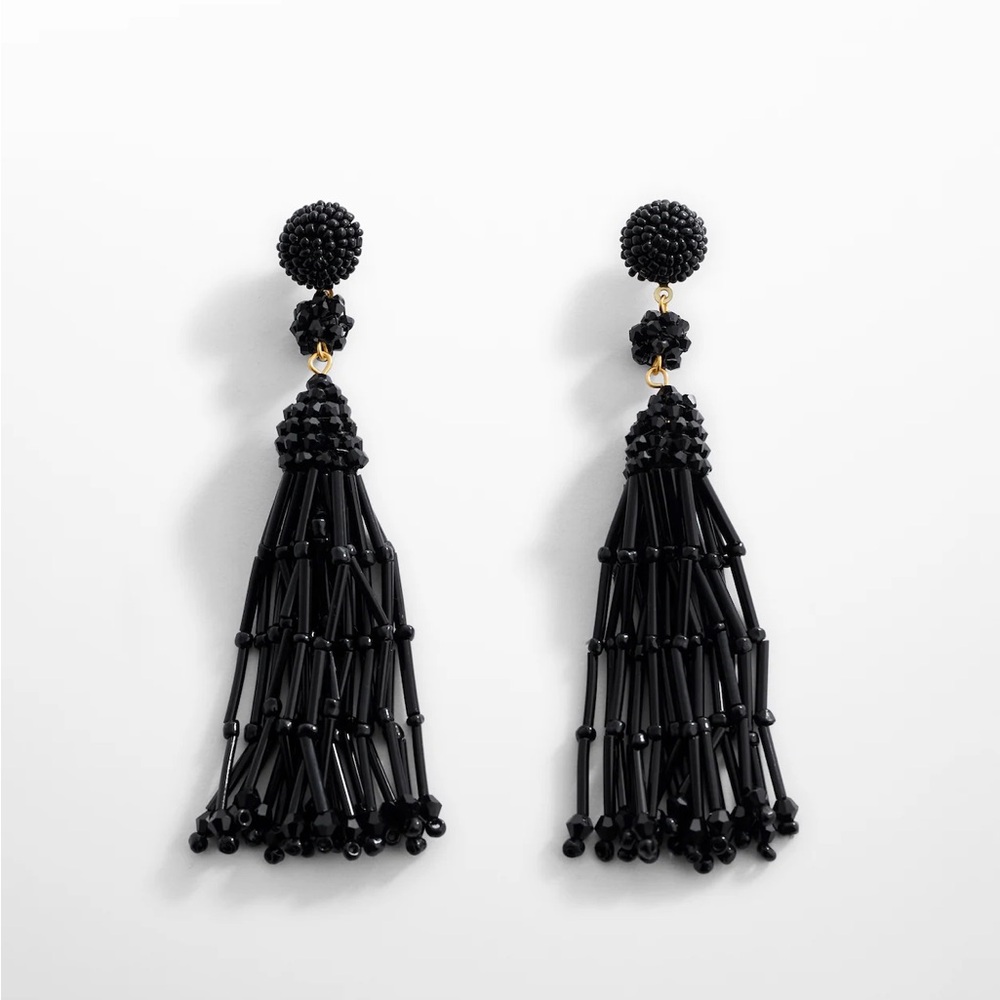 MANGO Crystal Tassel Earrings